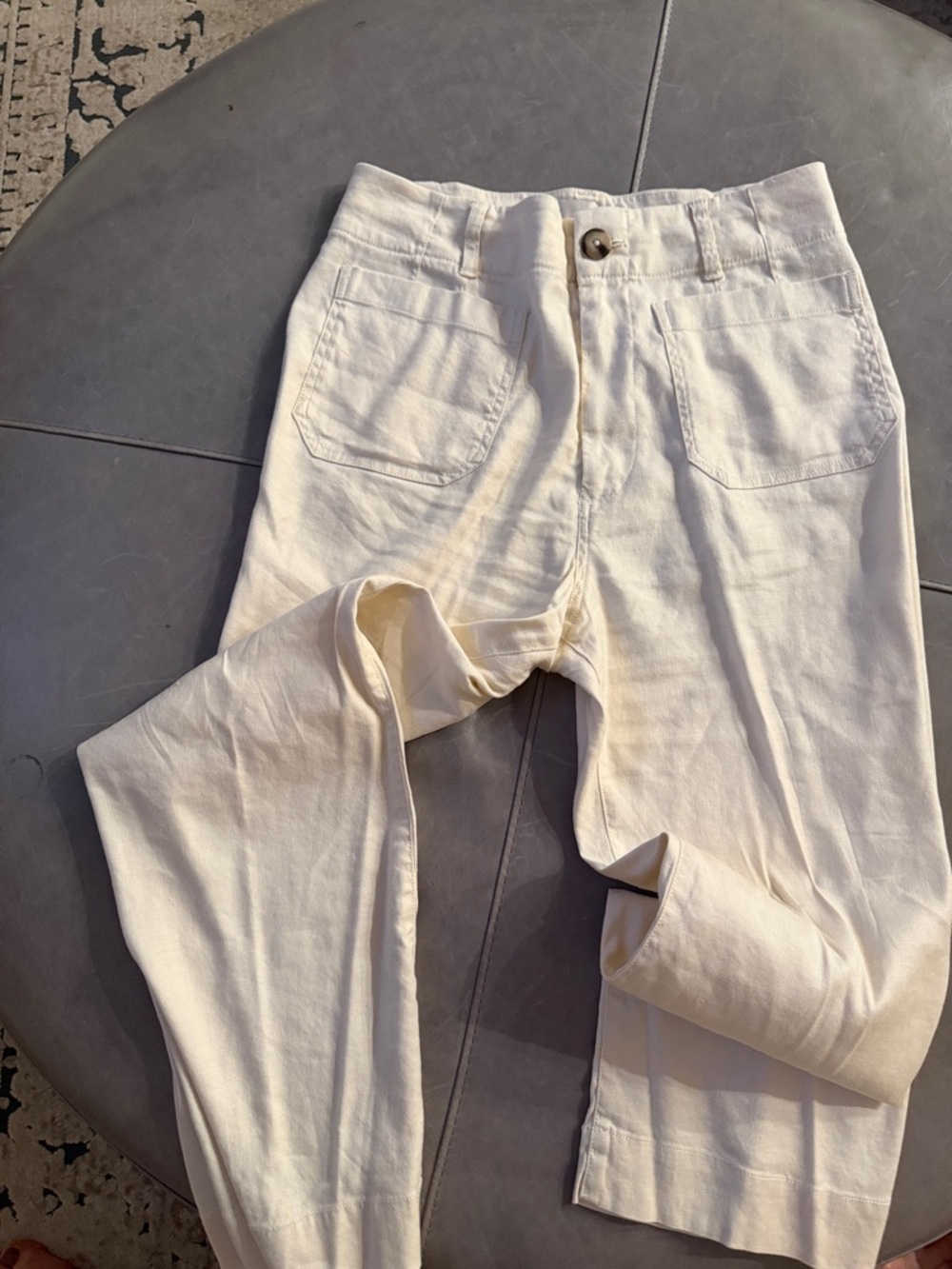 Maeve Cream wide legged High-Rise Pants